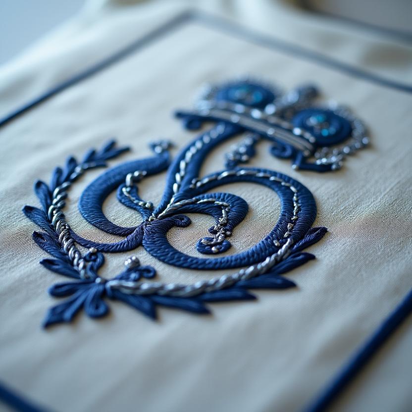 Dettaglio ricamo monogramma personalizzato